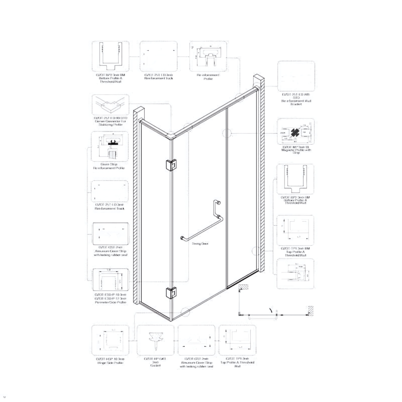 Shower Enclosure - Glass-to-Glass 90° - Image 2