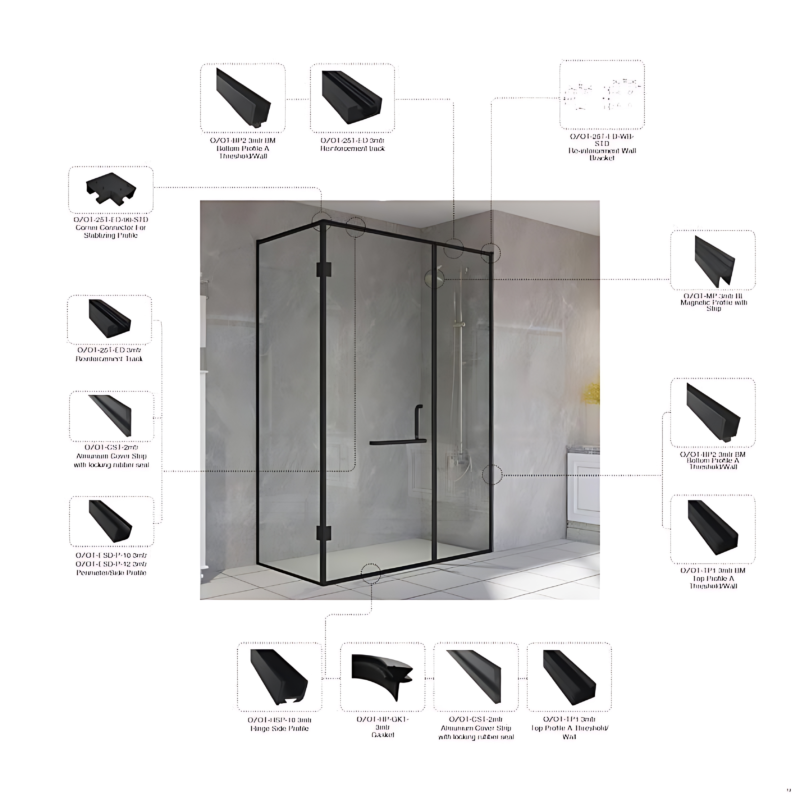 Shower Enclosure - Glass-to-Glass 90° - Image 3